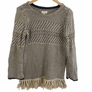 Lou & Grey Fringe Tassel Hem Knit Sweater Sz XS
